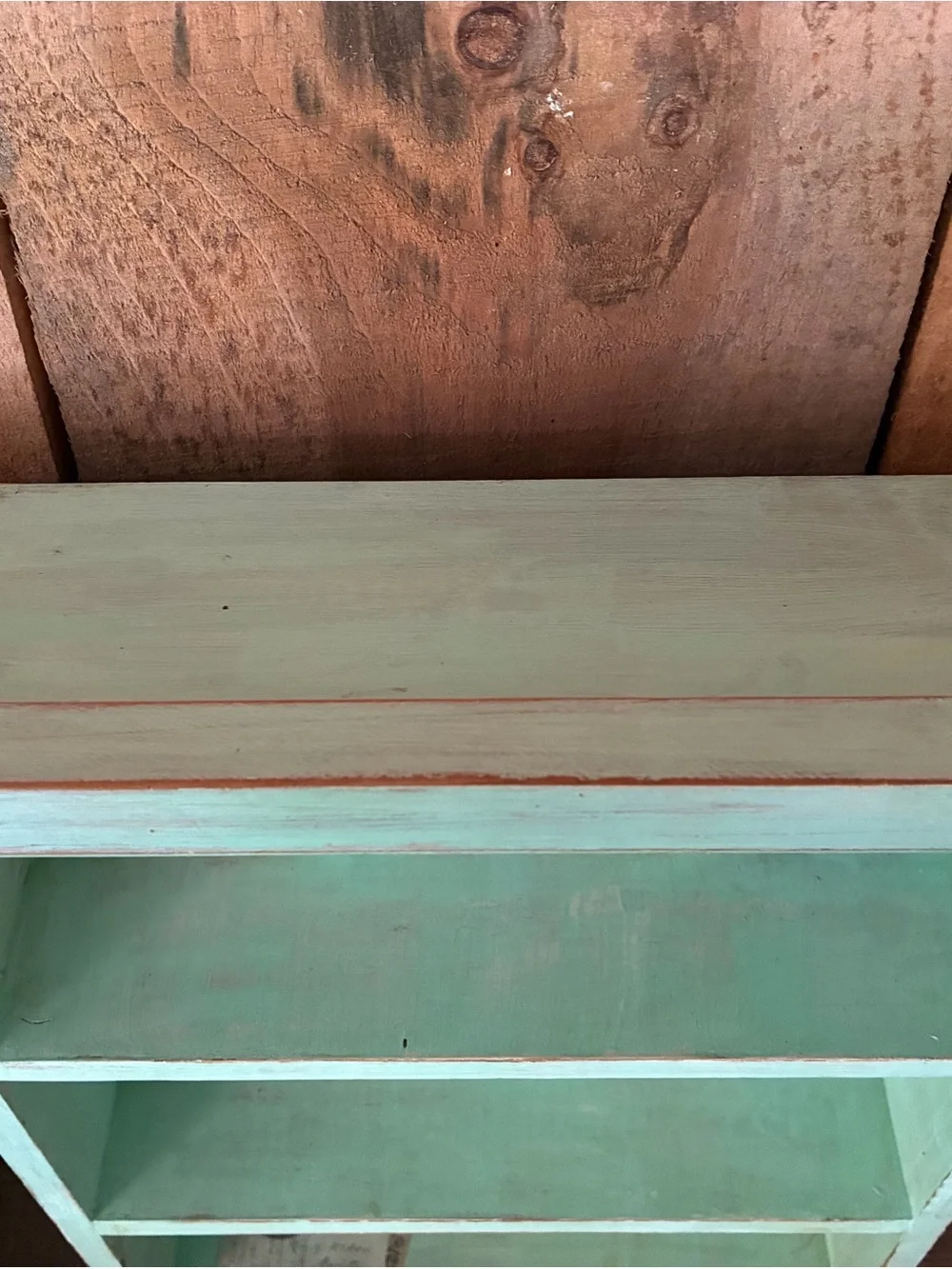 Mint Green Vintage-Style Wall Shelf with Teacup Decals